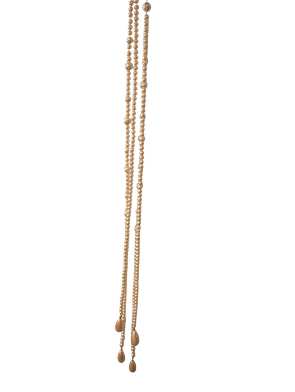 Ivory  Beaded Drop Lariat Necklace vintage liz claiborne